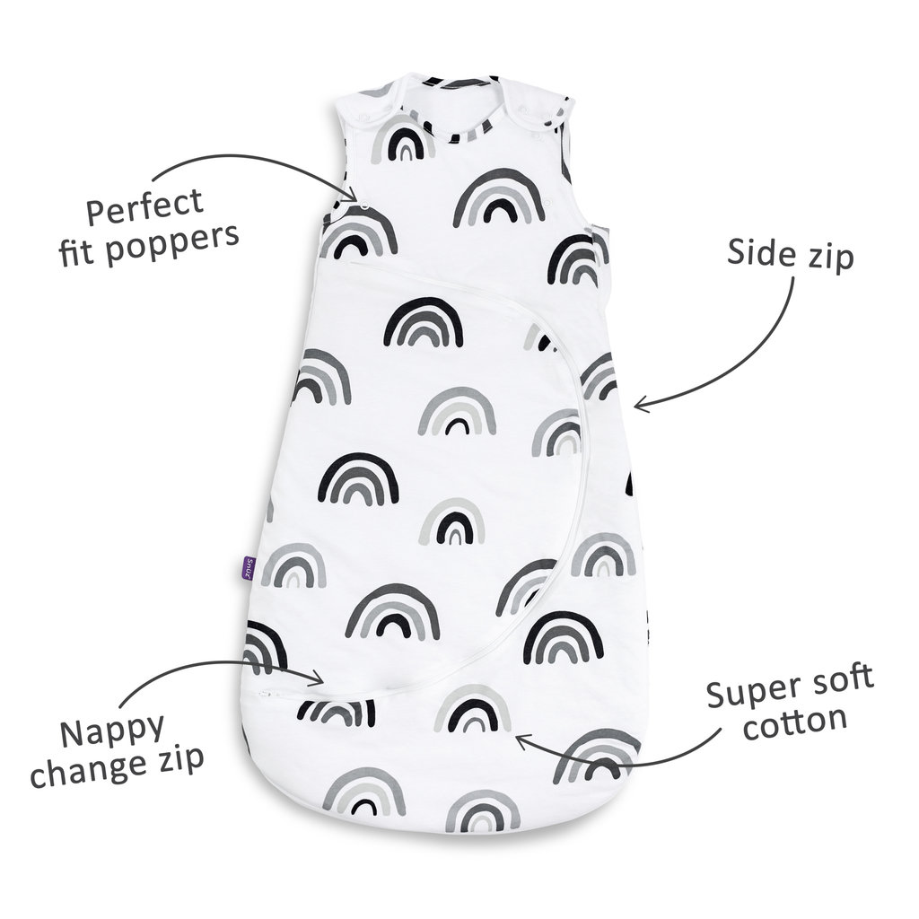 Snuz SnuzPouch Sleeping Bag 2.5 Tog- Mono Rainbow 0-6m