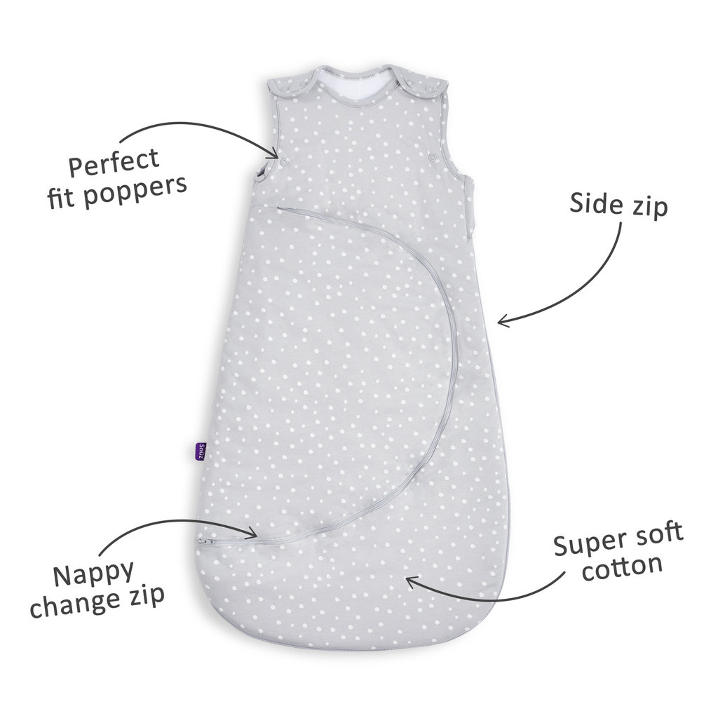 Snuz SnuzPouch Sleeping Bag  2.5 Tog- White Spots  0-6m