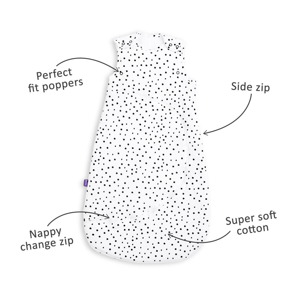 Snuz SnuzPouch Sleeping Bag 2.5 Tog- Mono Spots 0-6m