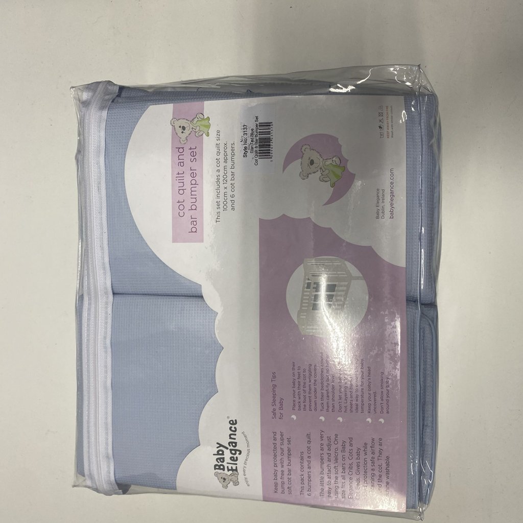 Baby Elegance Baby Elegance Star Ted Cot Quilt and Bumper Set  Blue
