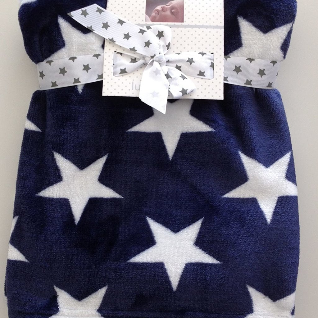 Blue  White Stars Fleece Blanket