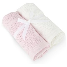 Baby Elegance Baby Elegance Pink and White Cellular Blanket 2pk