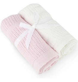 Baby Elegance Baby Elegance Pink and White Cellular Blanket 2pk