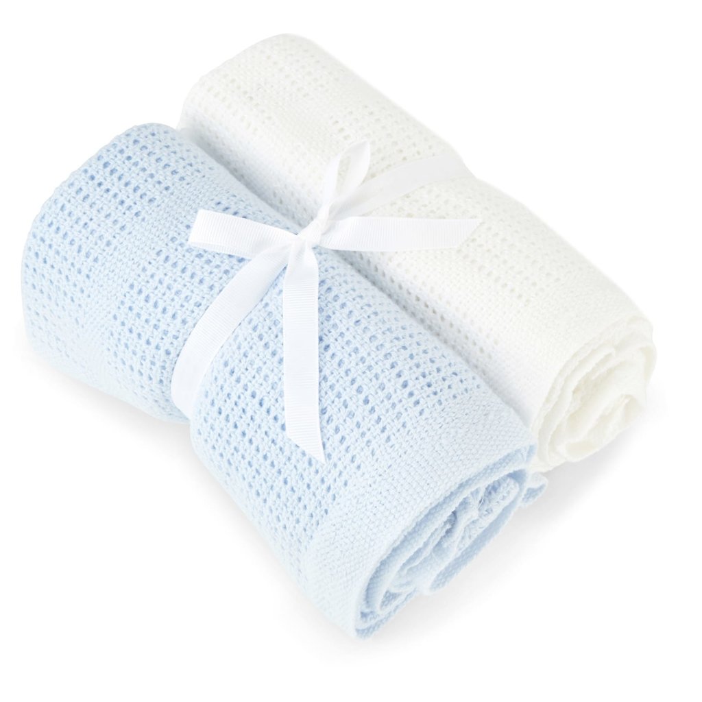 Baby Elegance Baby Elegance Blue and White Cellular Blanket 2pk