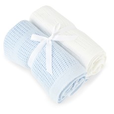 Baby Elegance Baby Elegance Blue and White Cellular Blanket 2pk