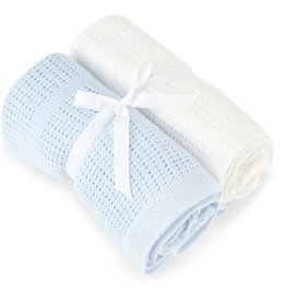 Baby Elegance Baby Elegance Blue and White Cellular Blanket 2pk