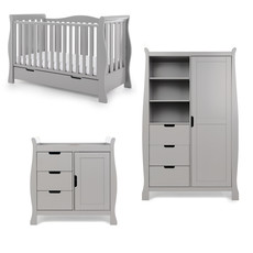 Obaby Obaby Stamford Luxe Sleigh 3 Piece Room Set - Warm Grey