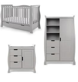 Obaby Obaby Stamford Luxe Sleigh 3 Piece Room Set - Warm Grey