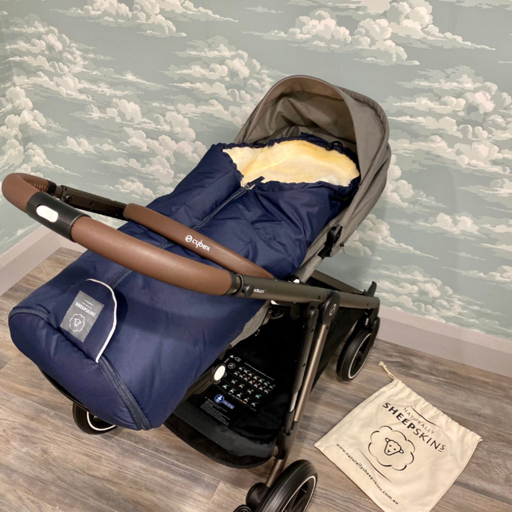 Naturally Sheepskins Naturally Sheepskin Footmuff Natural & Navy