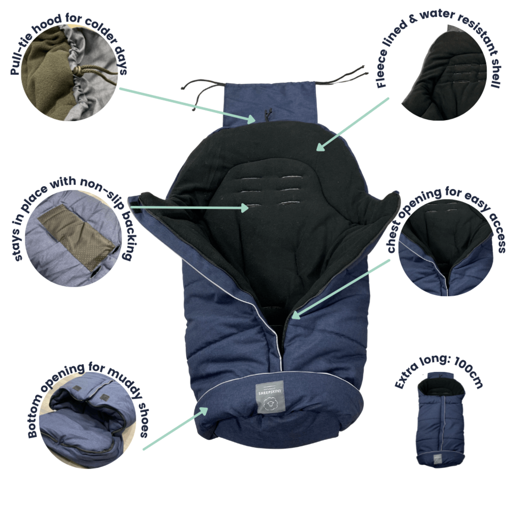 Naturally Sheepskins Naturally Sheepskin Fleece Footmuff Navy