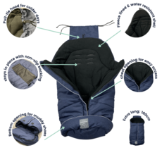 Naturally Sheepskins Naturally Sheepskin Fleece Footmuff Navy