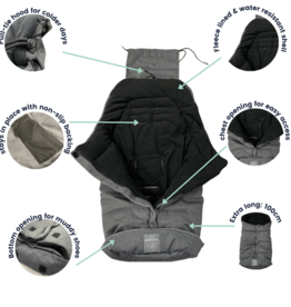 Naturally Sheepskins Naturally Sheepskin Fleece Footmuff Linear Charcoal