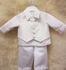 White Check 4pc Christening Suit  0-3mths
