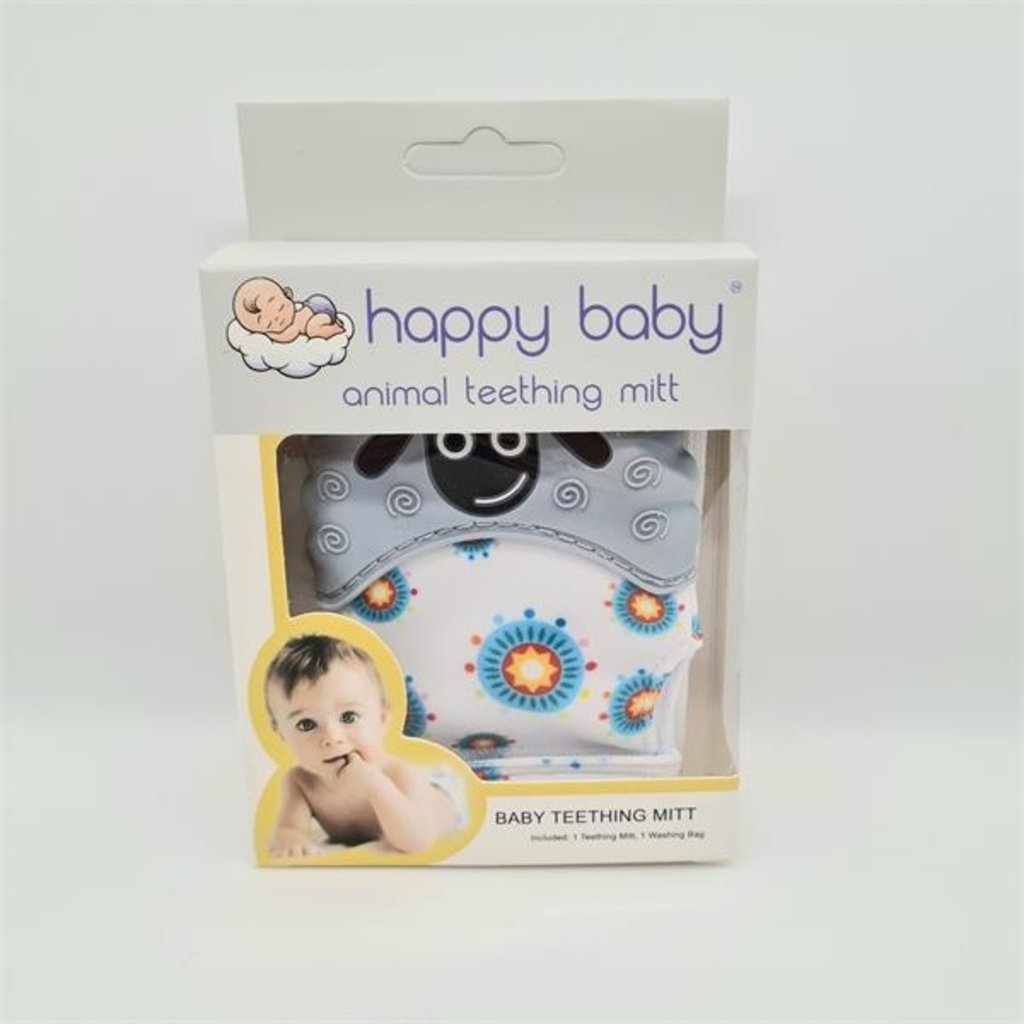 Happy Baby Animal Teething Mitt Grey