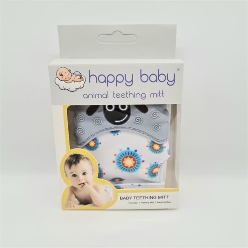 Happy Baby Animal Teething Mitt Grey
