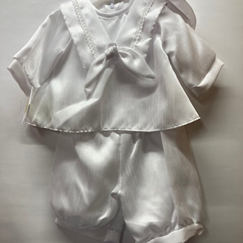 Christening Suit 2pc Sailor Satin 6-12 m