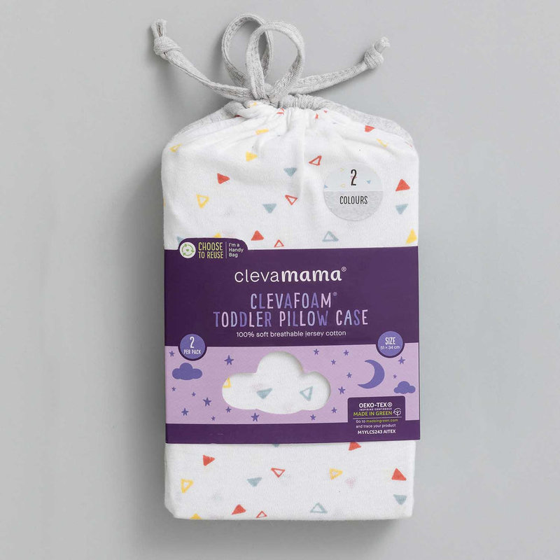 Clevamama Clevamama Toddler Pillow Case Grey 2pk