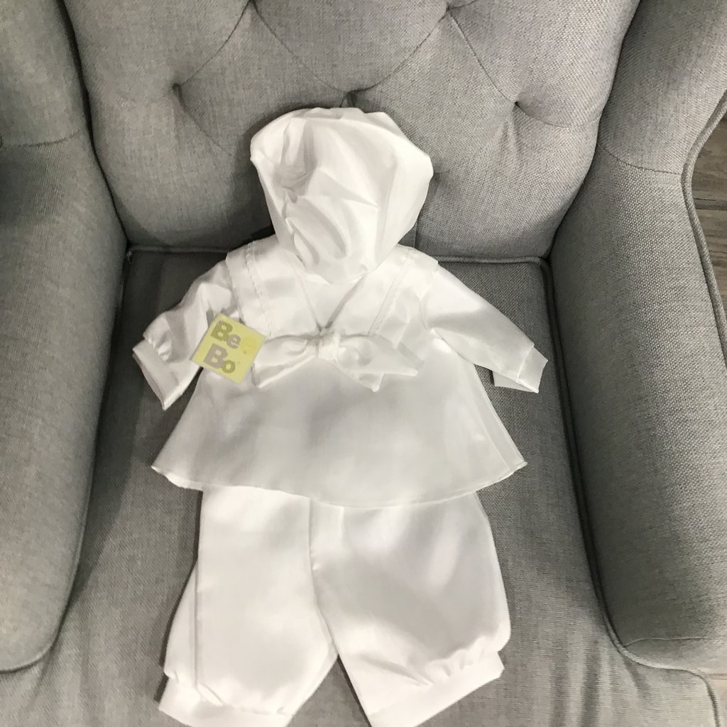Be Bo Christening Suit  2pc Sailor Satin 0-6m