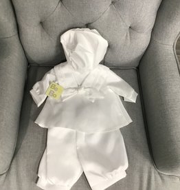 Be Bo Christening Suit  2pc Sailor Satin 0-6m