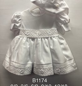 Jaan Christening Gown w Hat 0-3m