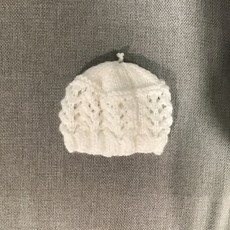 Knitted Christening Hat-White -Newborn