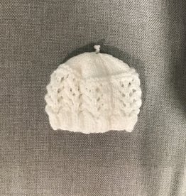 Knitted Christening Hat-White -Newborn