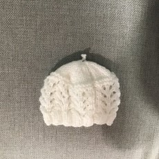 Knitted Christening Hat-White -Newborn