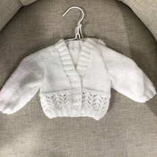Knitted Christening Cardigan-White-Newborn