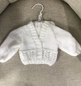 Knitted Christening Cardigan-White-Newborn
