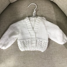Knitted Christening Cardigan-White-Newborn
