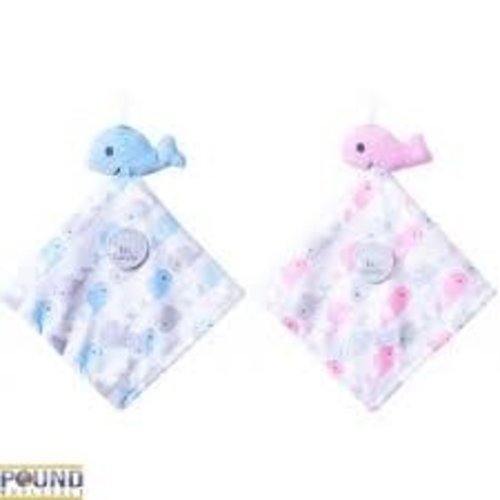 First Steps Blue/Pink Whale Baby Comforter Taggie
