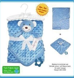 Baby Bow Twin Layer Velour/Fleece Blanket & Comforter Blue