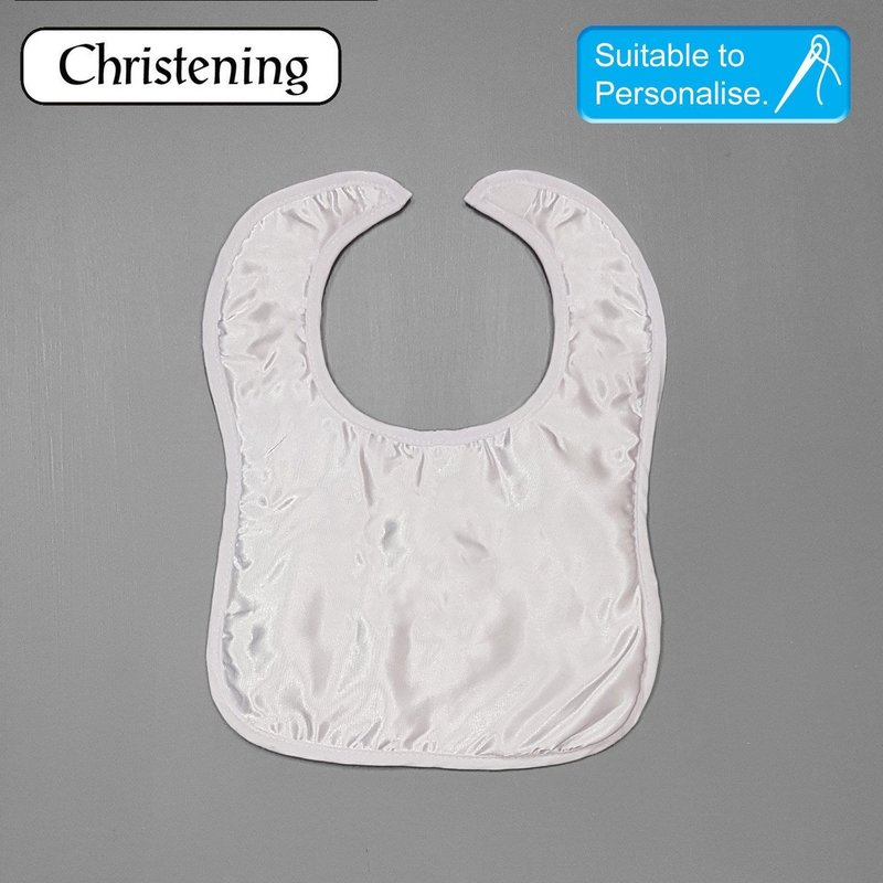 Plain Satin Christening Bib-White