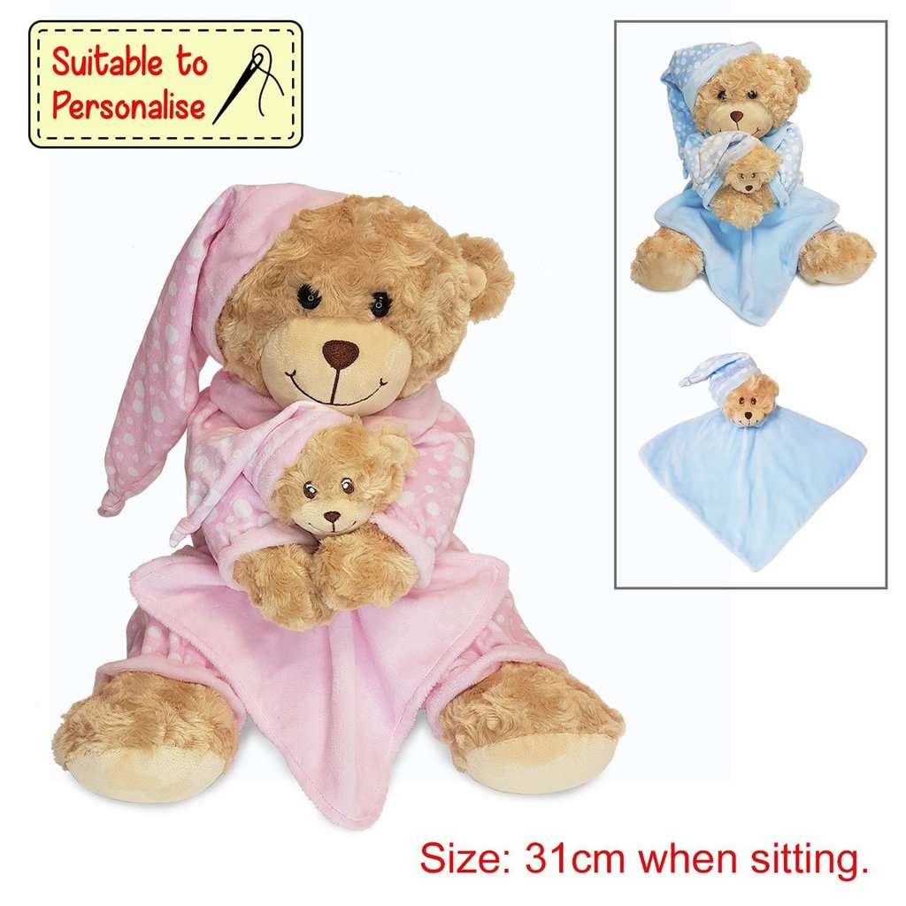 BEDTIME BEAR WITH COMFORTER PINK