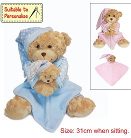 Baby Bow Bedtime Bear With Comfortable-Blue