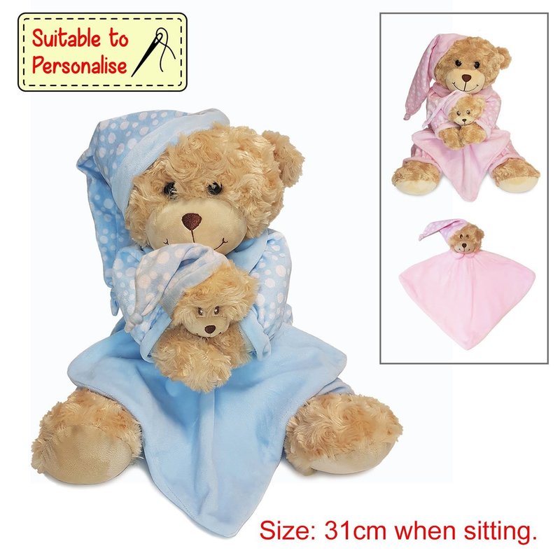 Baby Bow Bedtime Bear With Comfortable-Blue