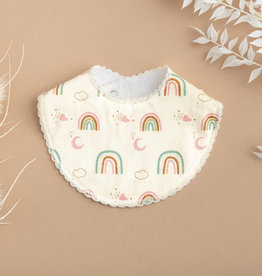 Rain+Conker Rain+Conker Pastel Rainbows + Moons Frill Edge Bib