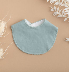 Rain+Conker Rain+Conker Dusty Blue Frill Edge Bib