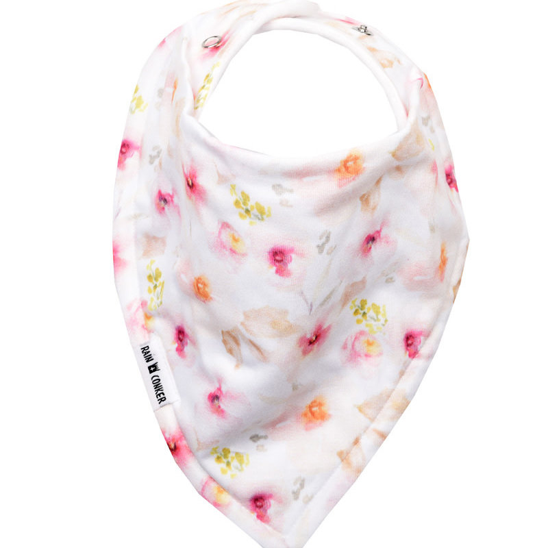Rain+Conker Rain+Conker Pink Floral Watercolour Bandana Bib