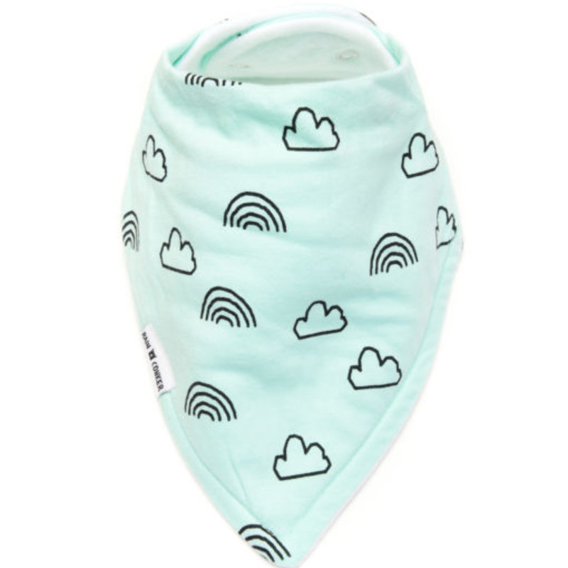 Rain+Conker Rain+Conker Mint Clouds + Rainbows Bandana Bib