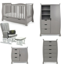 Obaby Stamford Luxe Sleigh 5 Piece Room Set – Taupe Grey