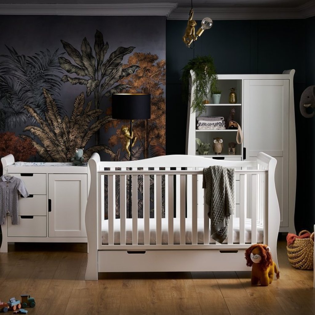 Obaby Stamford Luxe Sleigh 5 Piece Room Set – White