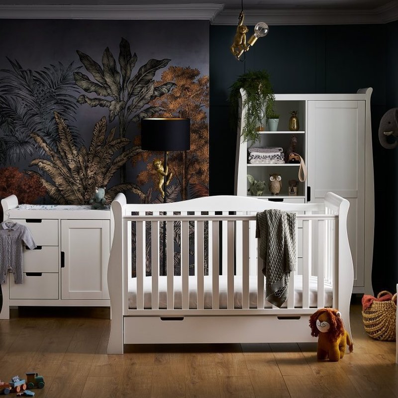 Obaby Stamford Luxe Sleigh 5 Piece Room Set – White