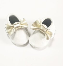 Rain+Conker Rain+Conker Gold Bow Moccasins - Premium Leather - 0 - 3 months (10cm)