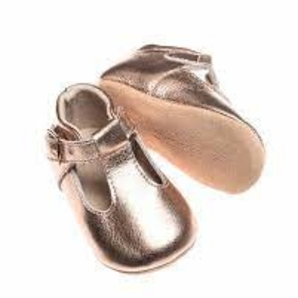 Rain+Conker Rain+Conker Rose Gold Leather T-bar - Soft Sole - 3-6 months (10.5cm)