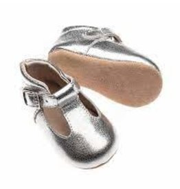 Rain+Conker Rain+Conker Silver Leather T-bar - Soft Sole - 6-12 months (11.5cm)