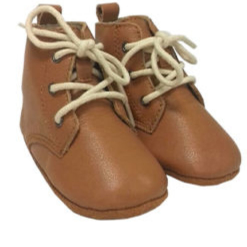 Rain+Conker Rain+Conker Vintage Tan Leather Boot Moccasins-Premium Leather-3-6 months(11cm)