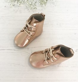 Rain+Conker Rain+Conker Rose Gold Boot Moccasins-Premium Leather- 3-6 months (11cm)