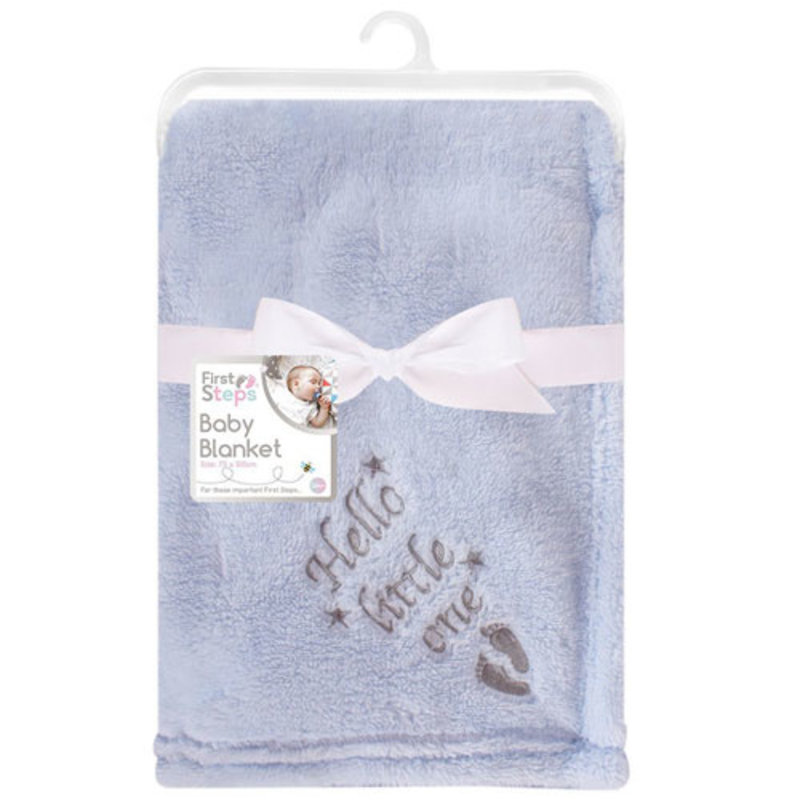 First Steps Hello Little One Baby Blanket Blue