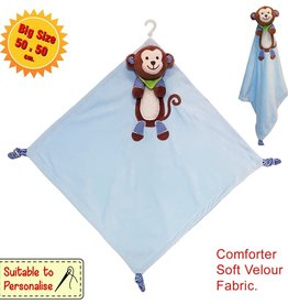 Large 3D Monkey Comforter -Blue